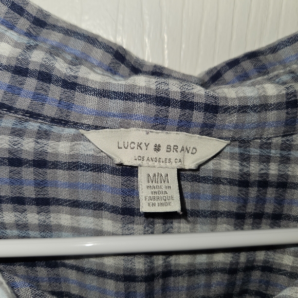 Lucky Brand Blue and White Plaid Button-Down Shirt - Picture 2 of 2